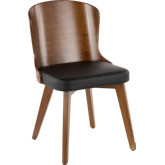 Bocello Dining Chair in Black Leatherette & Walnut Finish